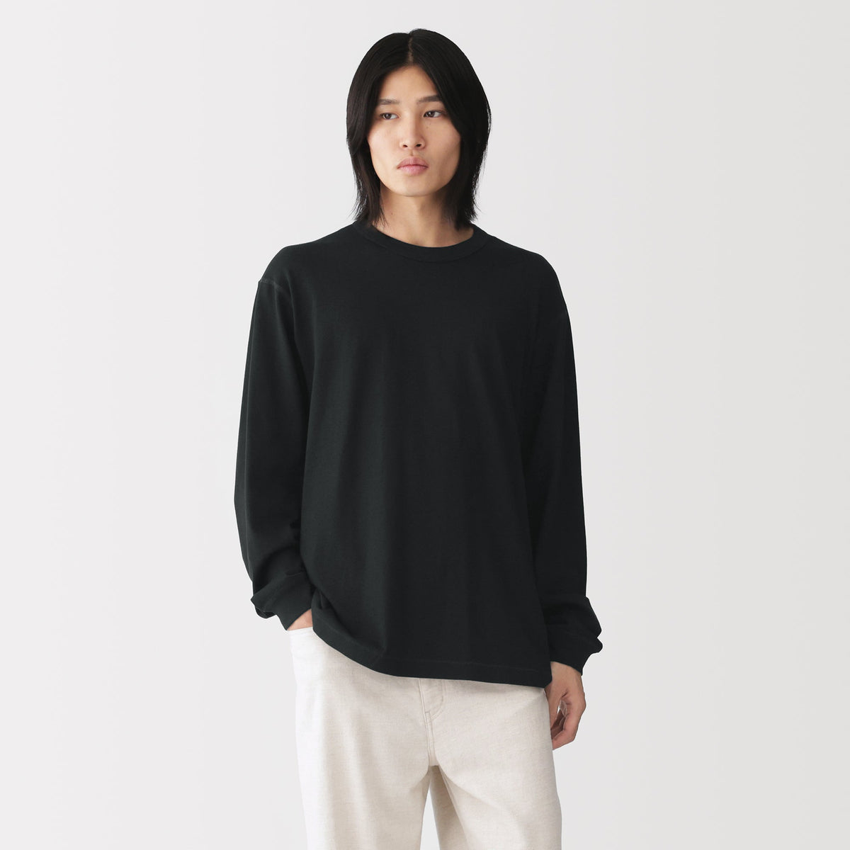 Loopwheel Cotton Long Sleeve T-Shirt